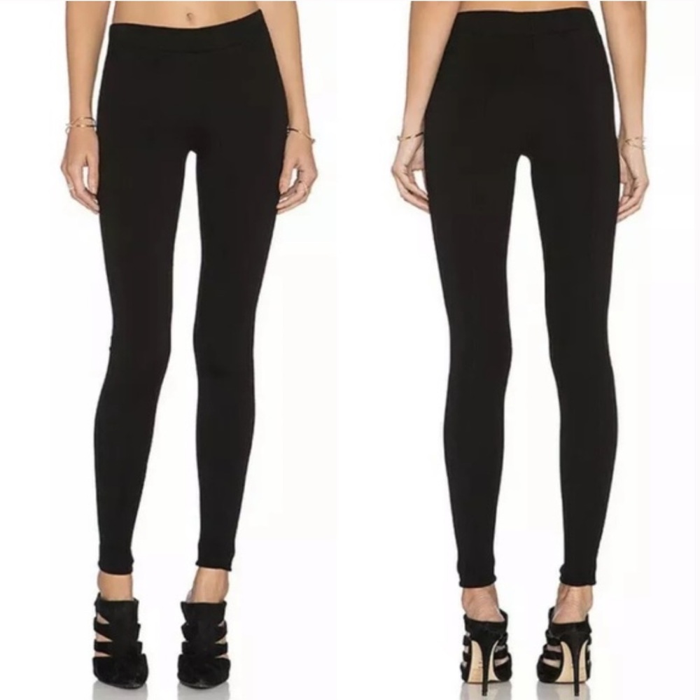VINCE Ponte Stitch Seam Legging Pull On Scrunch Ankle Black Skinny